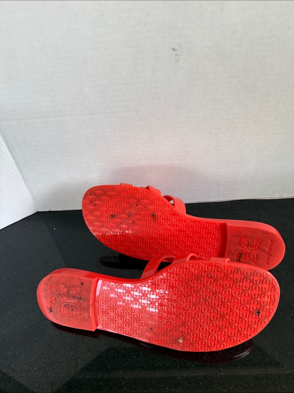 Sam Edelman Women's Bay Logo Emblem Jelly Slide Sandals Size 8 Blood Orange - Picture 8 of 12